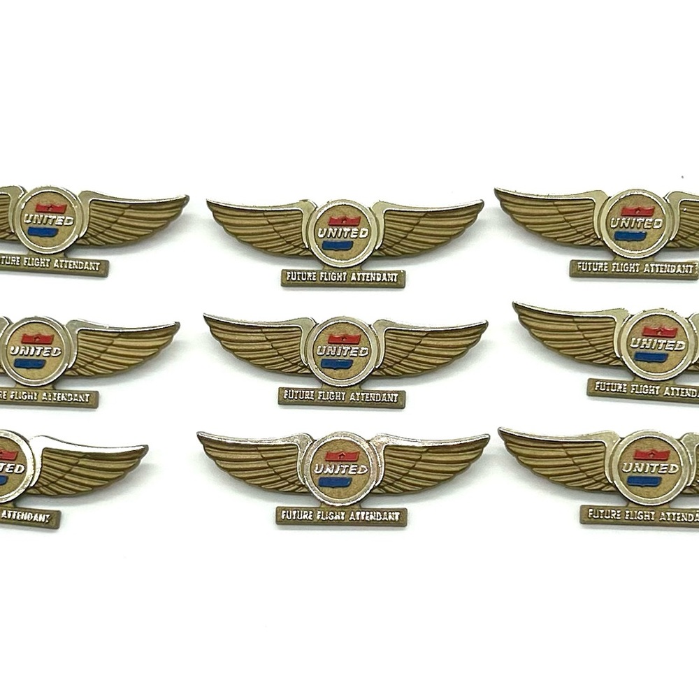Lot 9 VTG United Airlines Gold Wings Pin  Future Flight Attendant STOFFEL SEALS